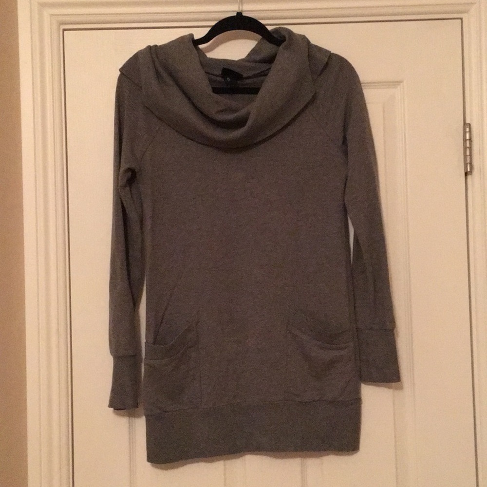 Gray Cowl-Neck Top Comfy Classy